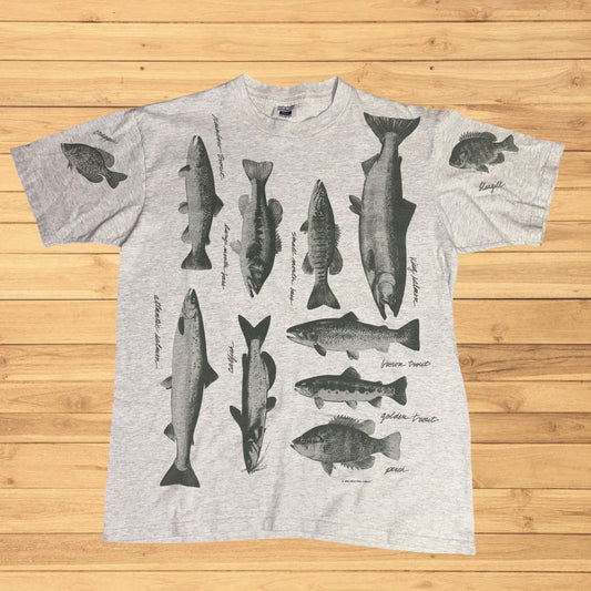 vintage fish all over print t shirt