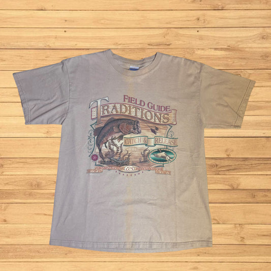 vintage catch and release bass t shirt (medium/large)