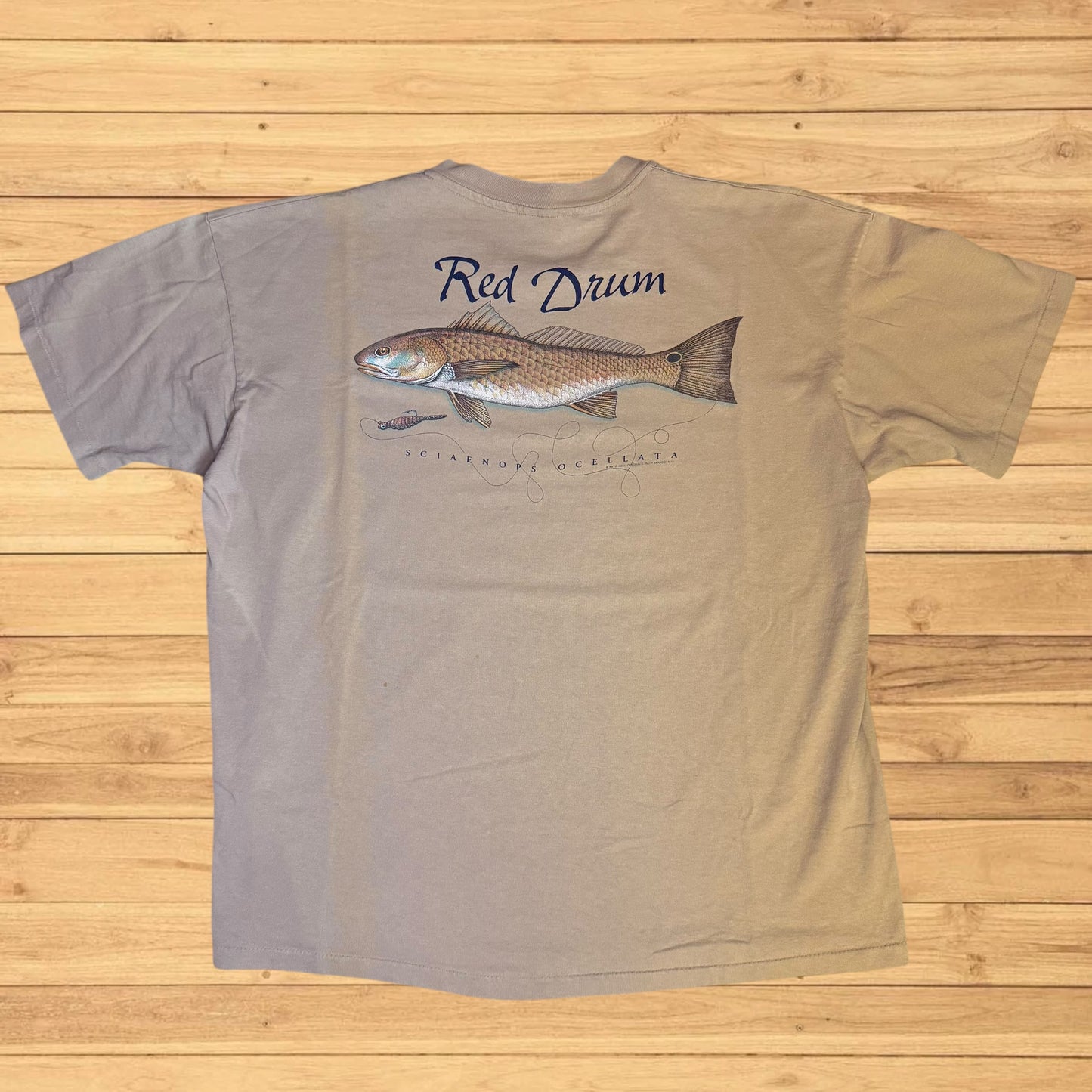 vintage red drum fish t shirt natural limits wildlife magazine (xl)