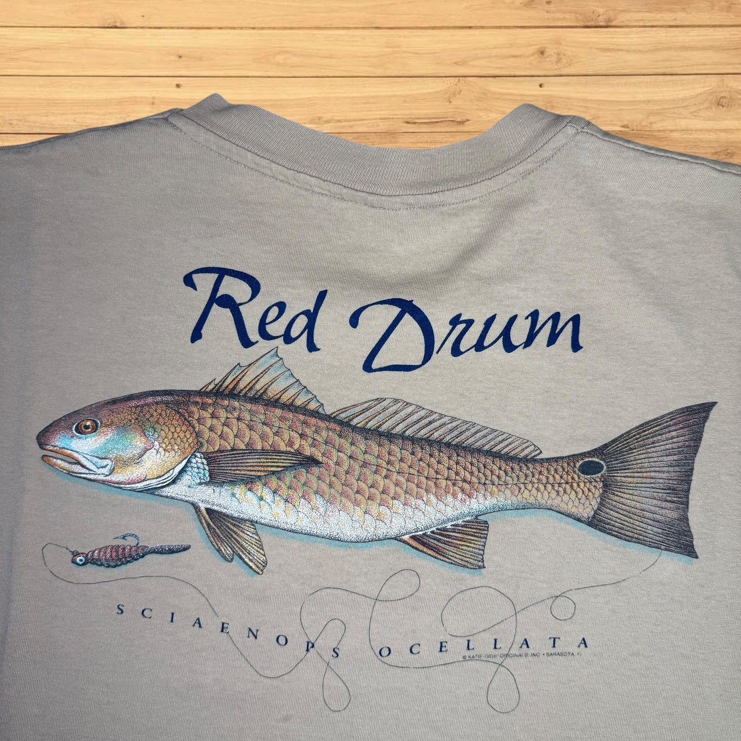 vintage red drum fish t shirt natural limits wildlife magazine (xl)