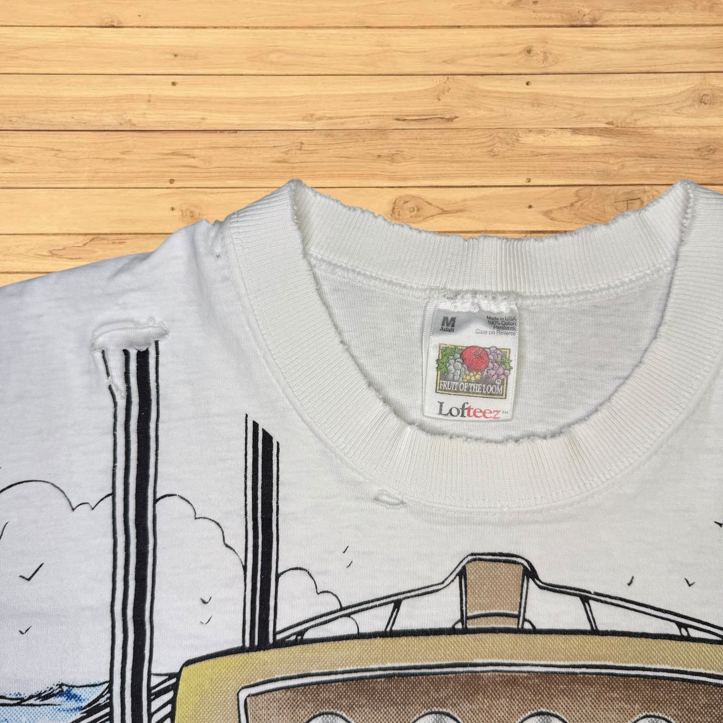 vintage Garfield deep sea fishing t shirt thrashed