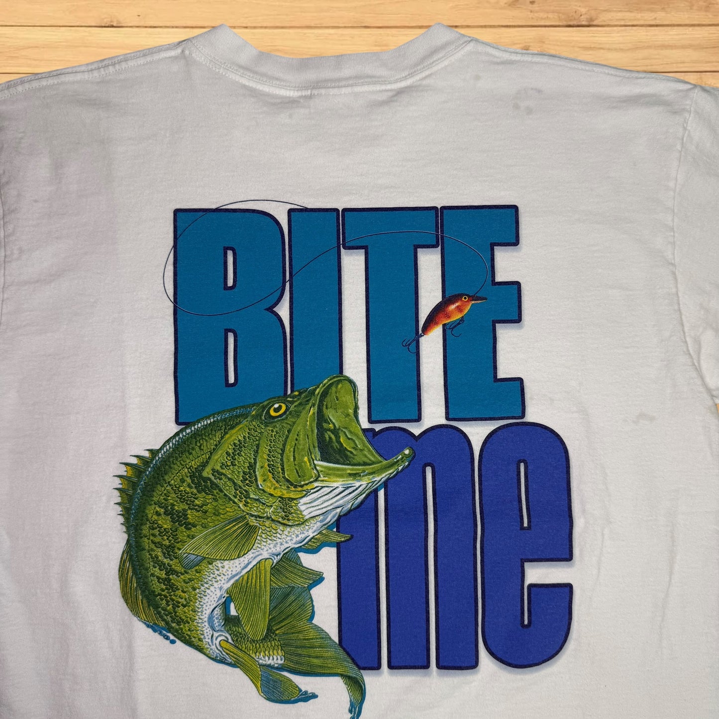 Vintage columbia bass 'bite me' t shirt