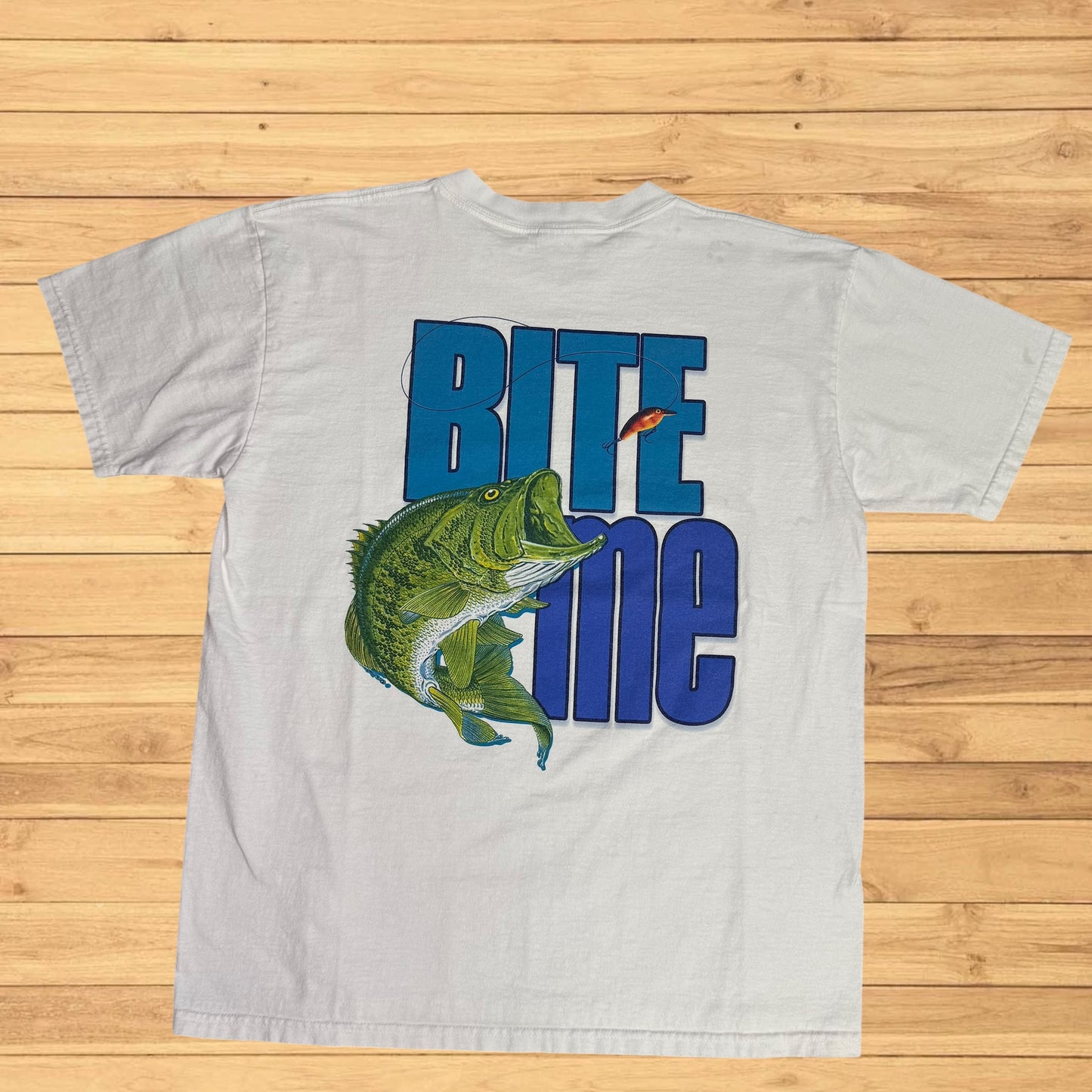 Vintage columbia bass 'bite me' t shirt