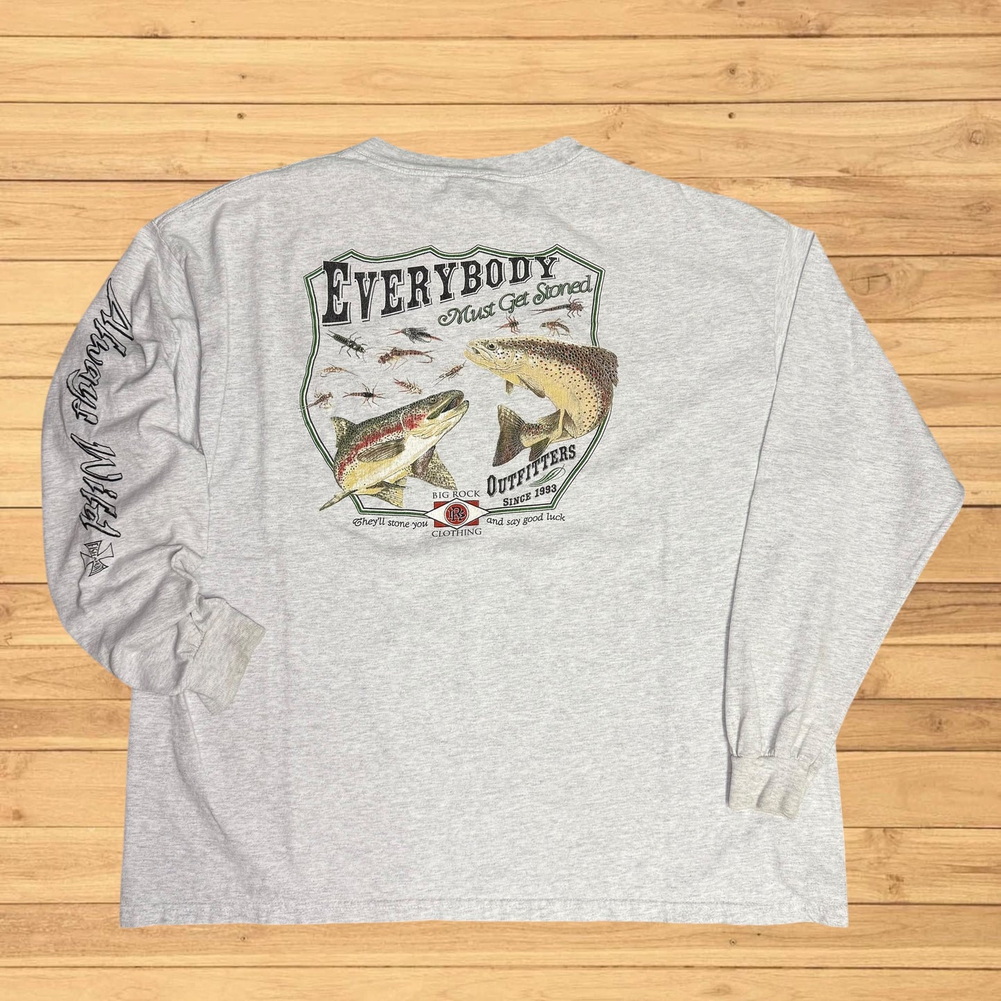 vintage big rock outfitters trout get stoned t shirt fly fishing 