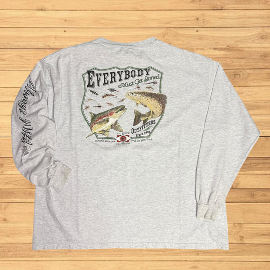vintage big rock outfitters trout get stoned t shirt fly fishing 