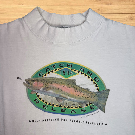 vintage catch and release trout t shirt fly fishing 