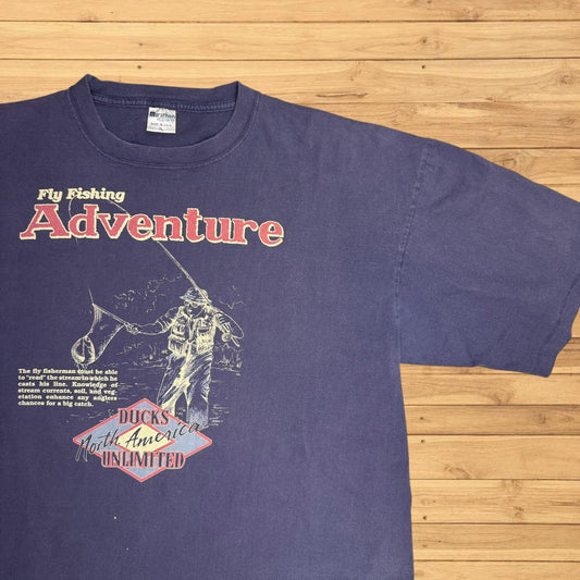 vintage ducks unlimited fly fishing adventure t shirt bass trout
