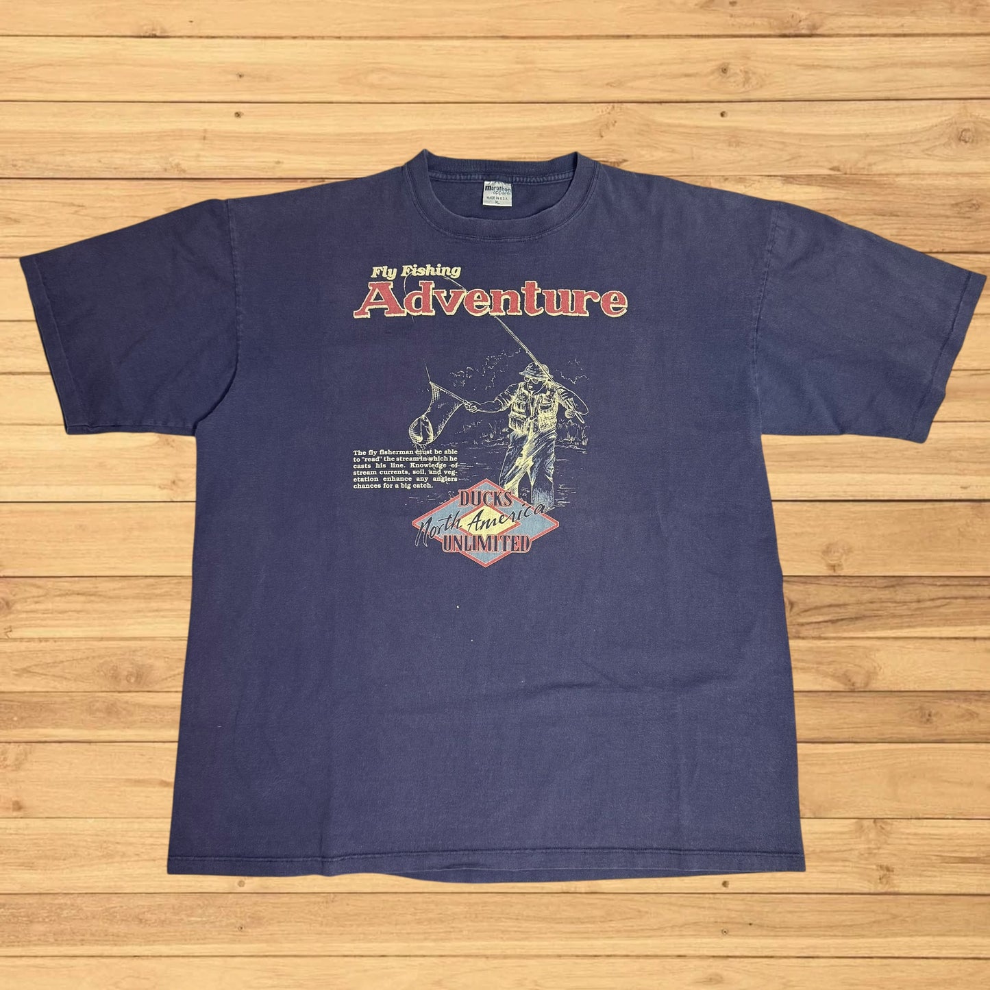 vintage ducks unlimited fly fishing adventure t shirt trout bass 