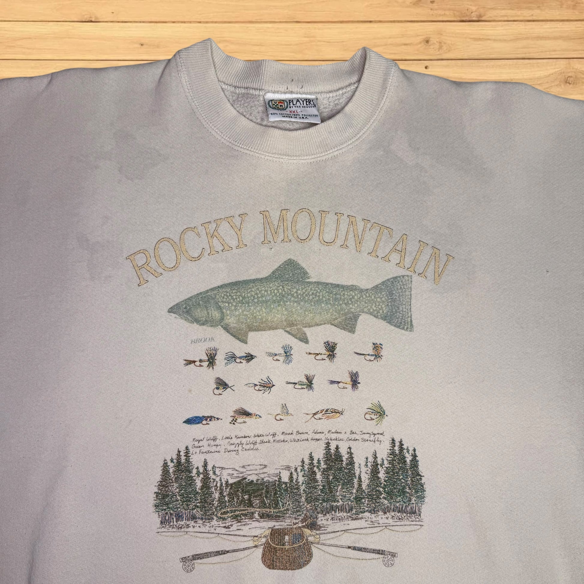 vintage fly fishing rocky mountain crewneck faded 
