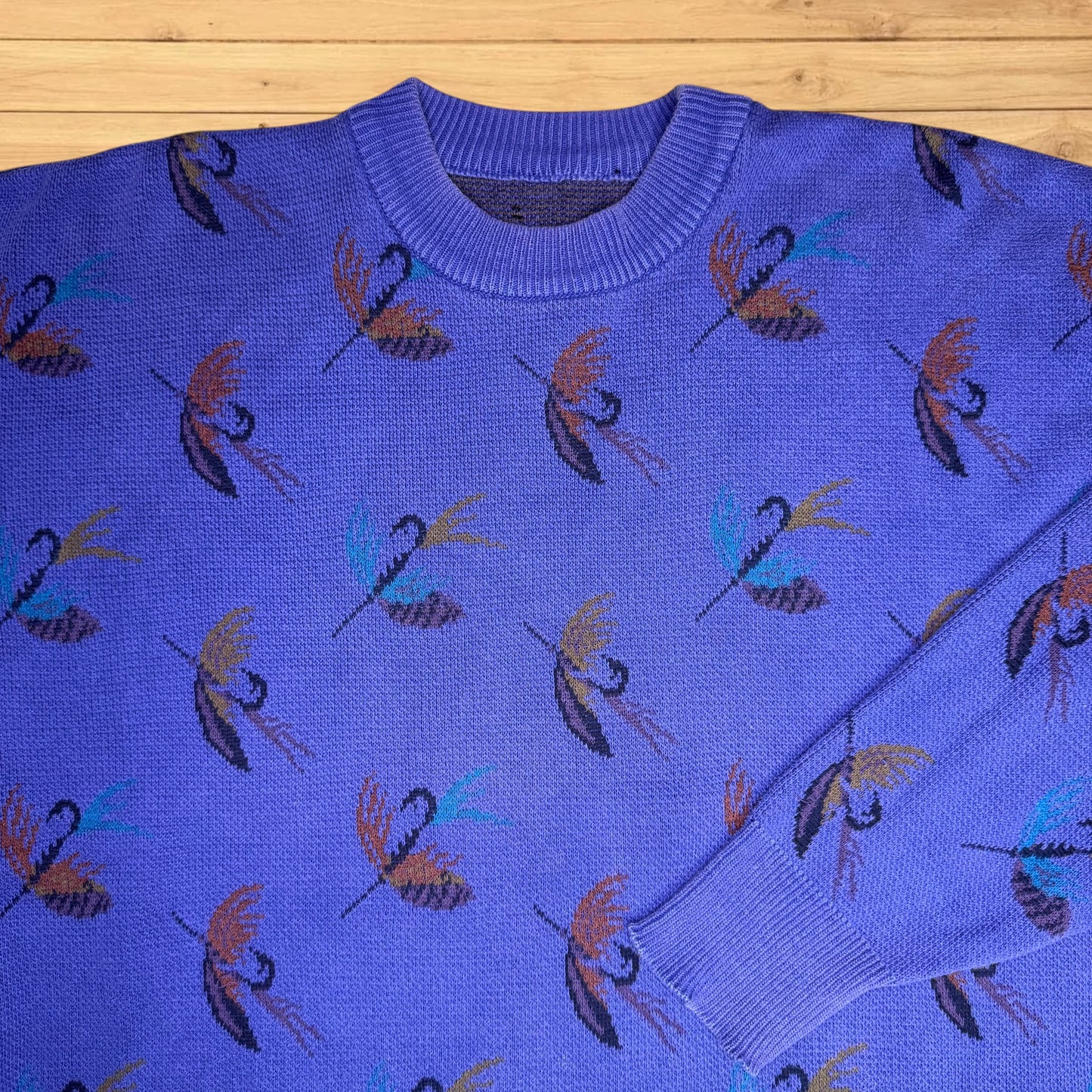 vintage fly fishing sweater trout 